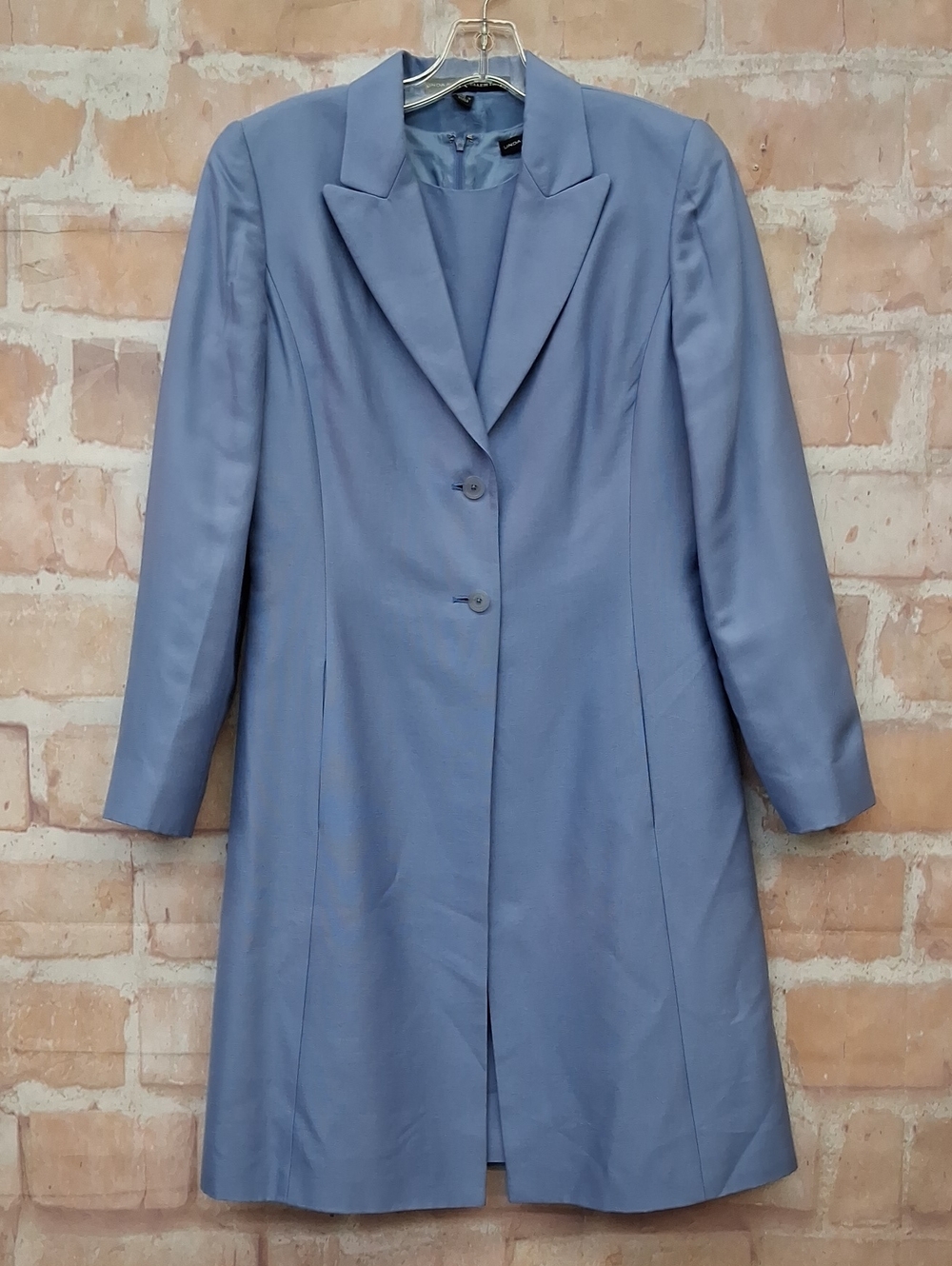 2 Piece Tailored Women's Dusty Blue Sleeveless Dress With Long Blazer